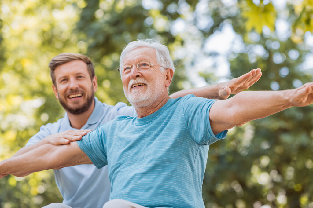 Happy senior engaging in healthy living activities with the support of EverTrust Care services.